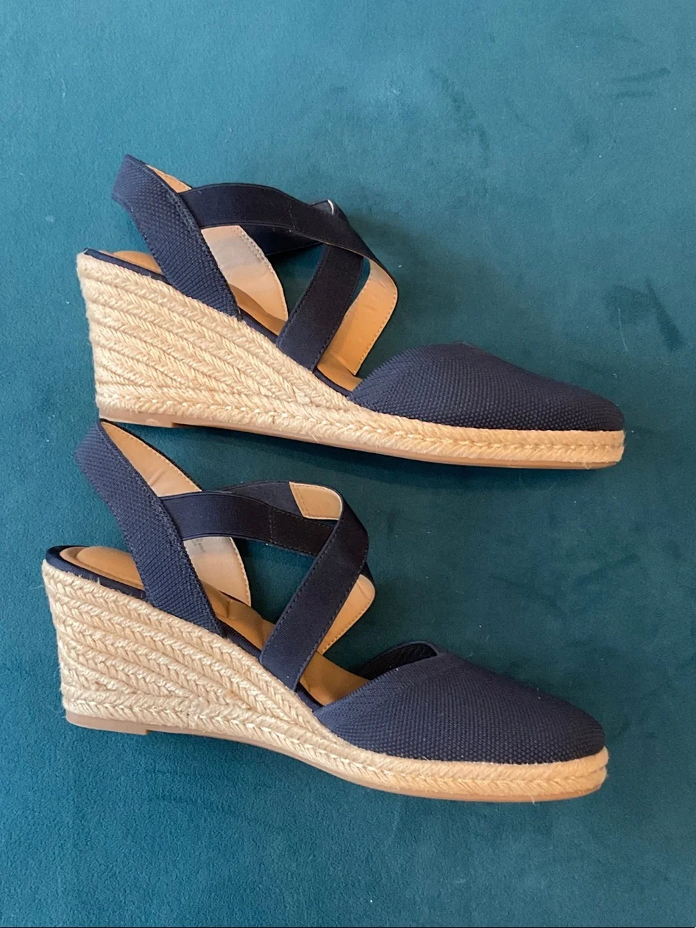 Kelly & Katie Navy Crisscross Slingback Espadrille Wedges